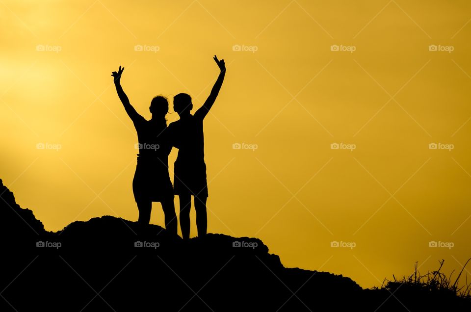 Silhouette of a couple during sunset