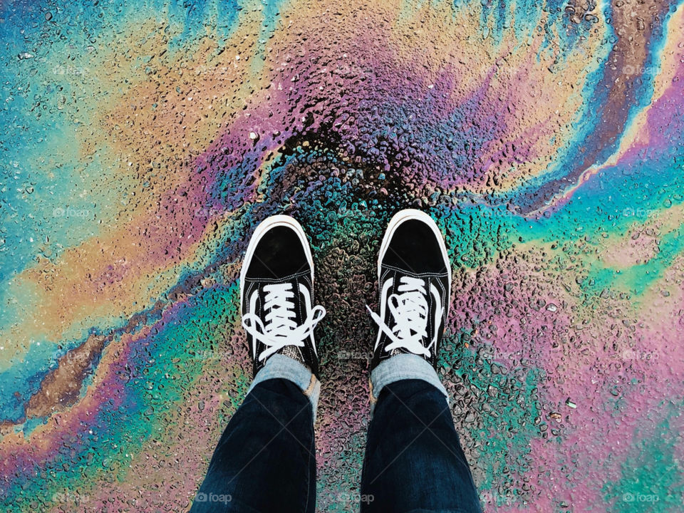 rainbow under nice shoes