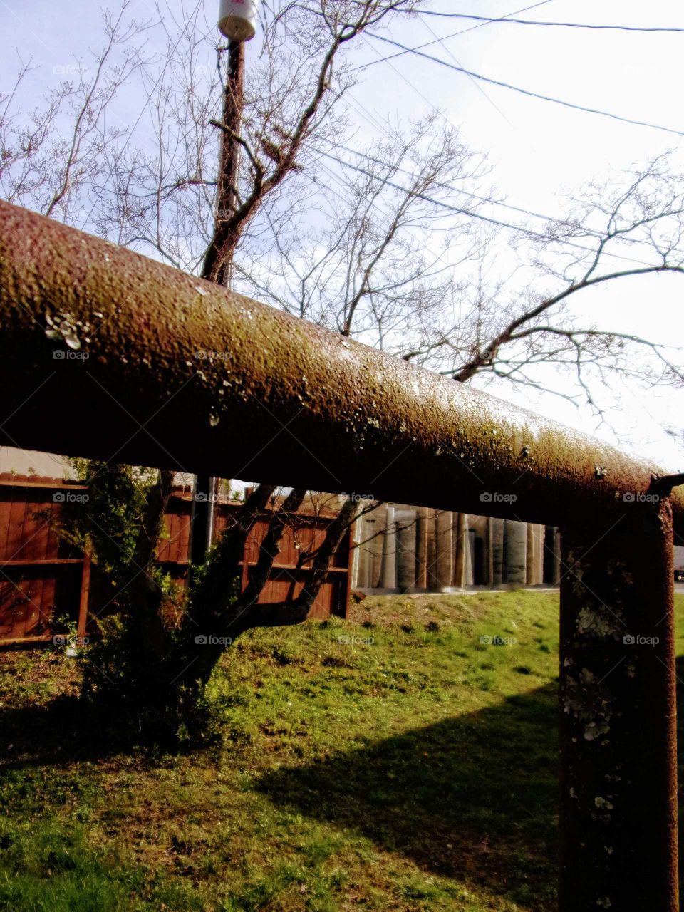 Rusting, forgotten clothesline