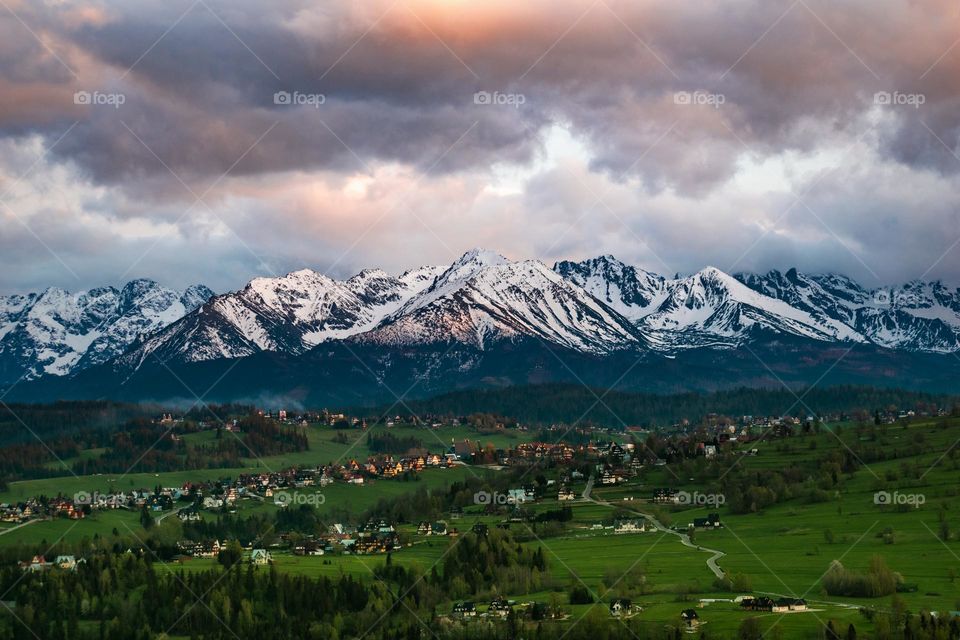 Sunset over the Tatra Mountains.
