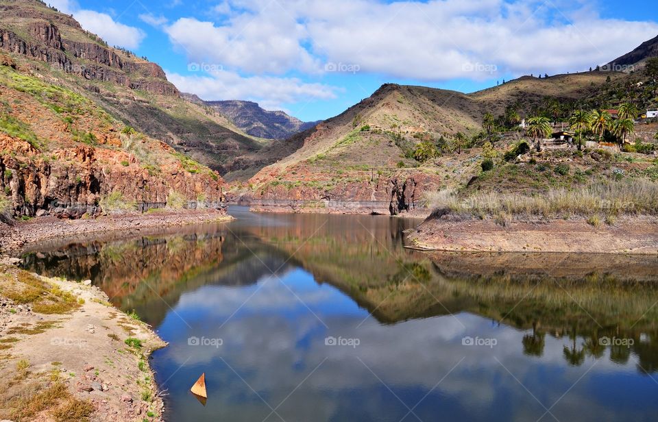 mountain lake in mountains of gran canaria canary island in spain