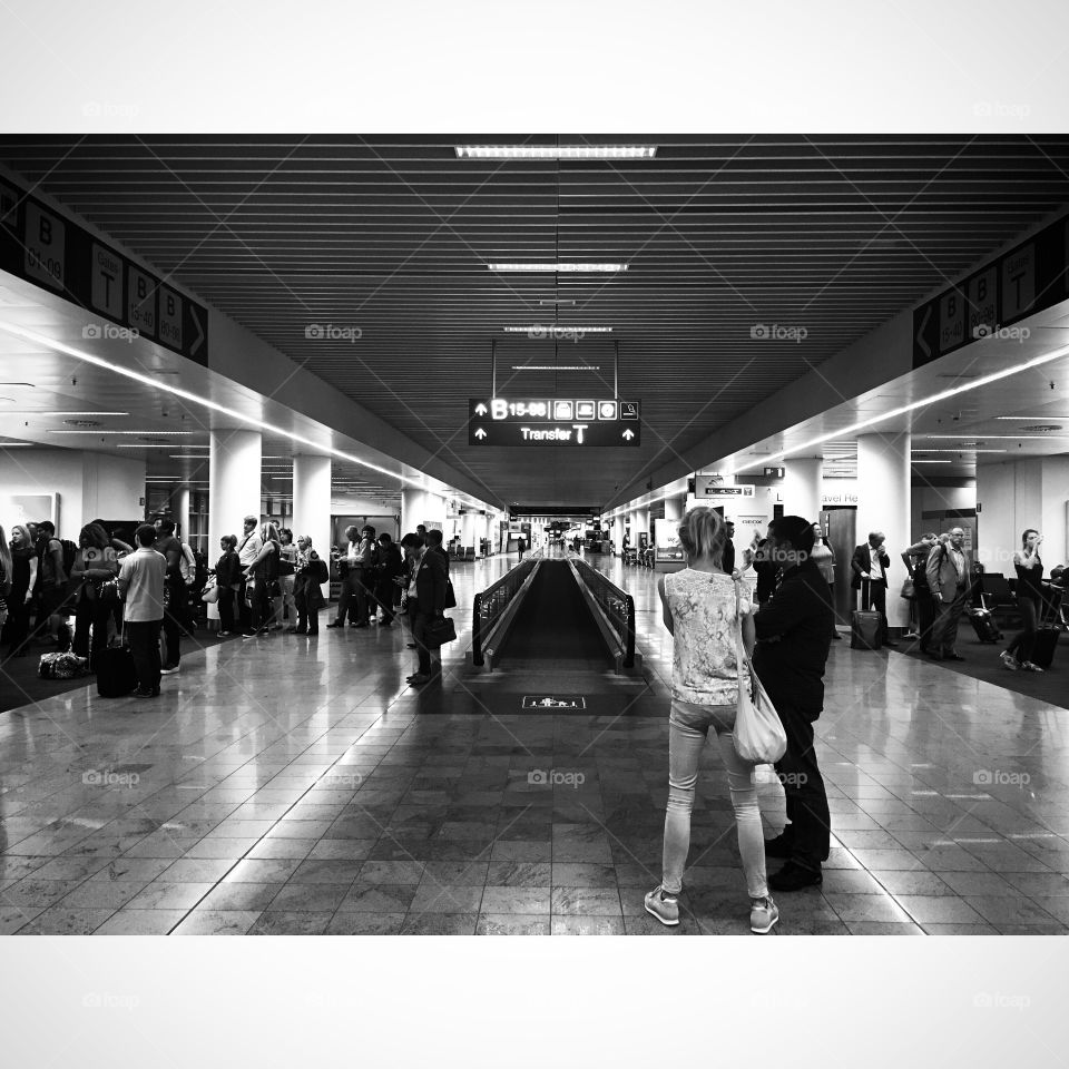 Subway System, Monochrome, People, Airport, Street