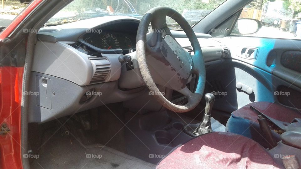 bad interior of old 90s car