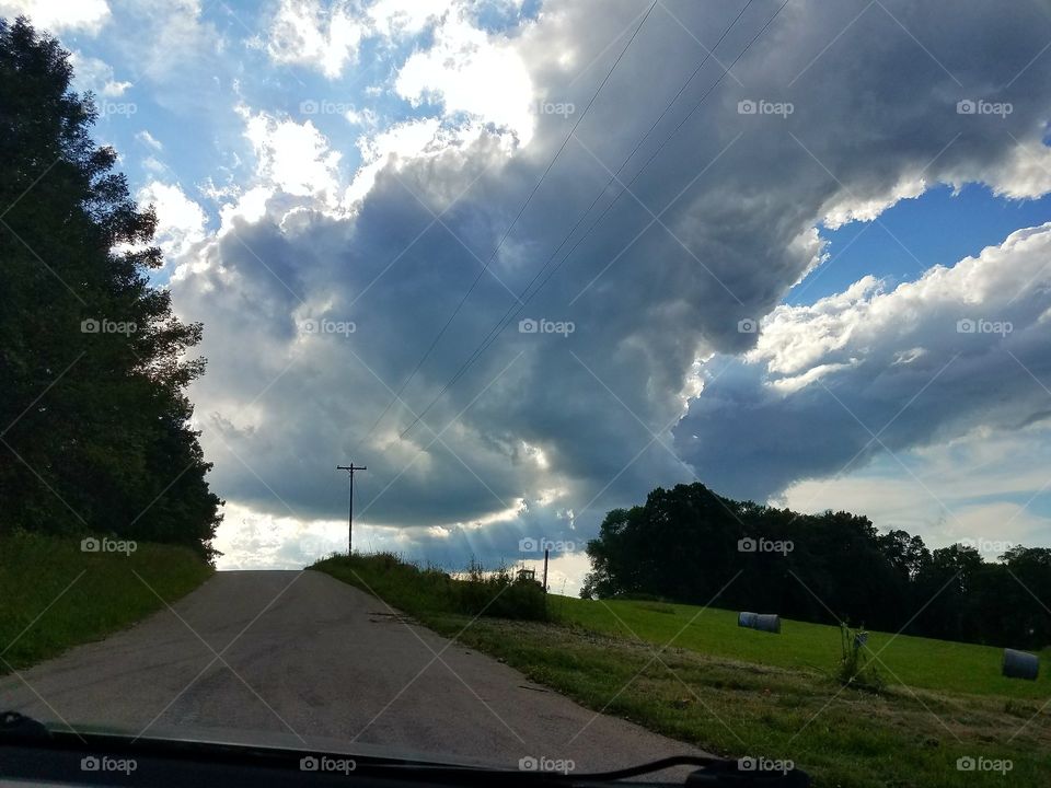 Driving the Back Roads and enjoying everything around us.  The storm clouds are moving in
