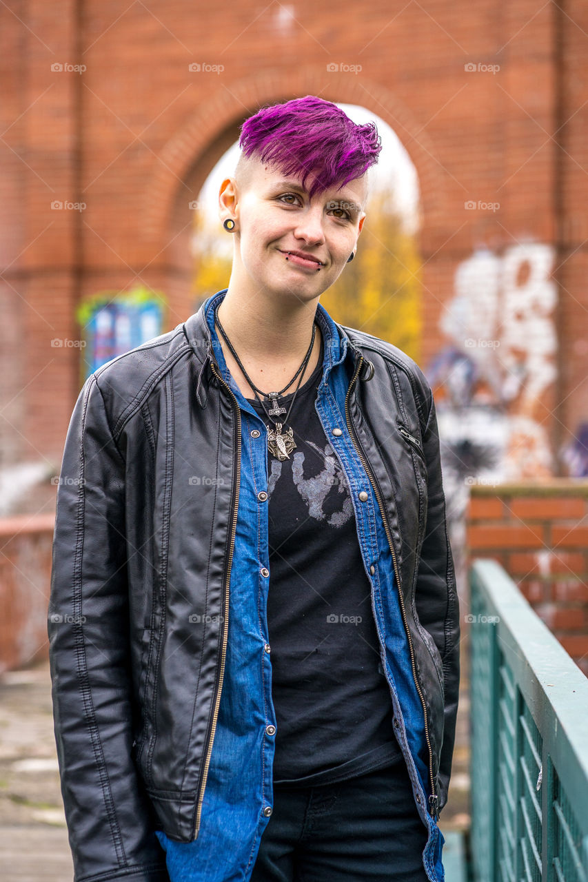 Nice girl with purple hair