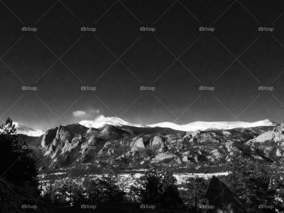 Midnight mountain. Black and white