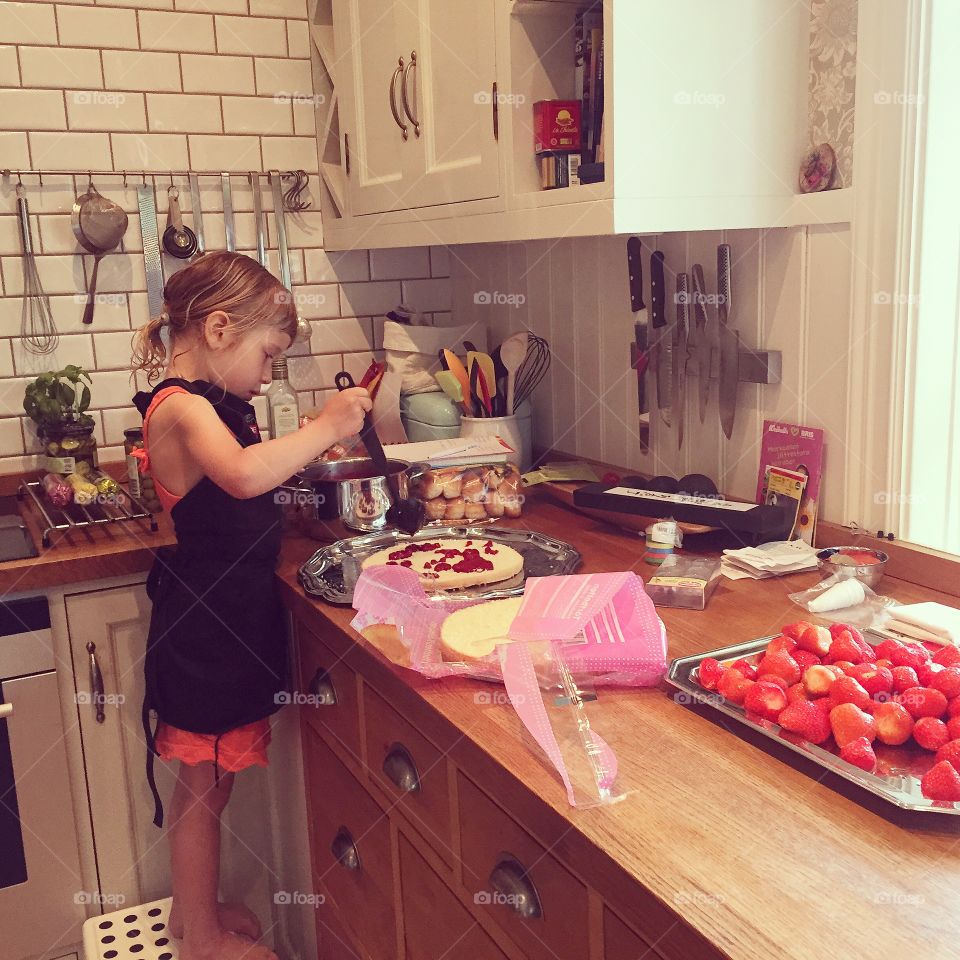 Birthday cake in the making. My sweet cousin is making her own birthday cake! 