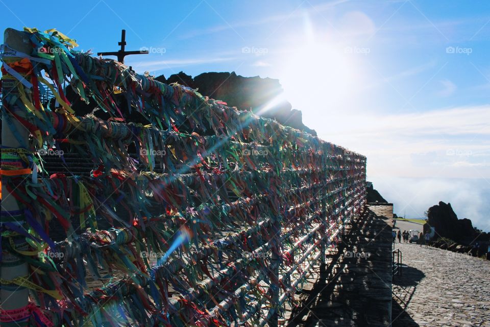 Serra da Piedade, where people climb the mountain and leave a colored ribbon for each prayer.