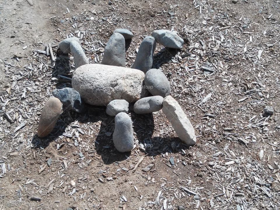 A spider made of rocks