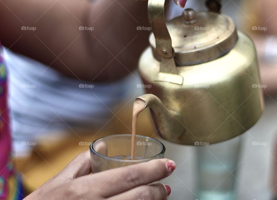 Traditional Indian tea pot made in metal 