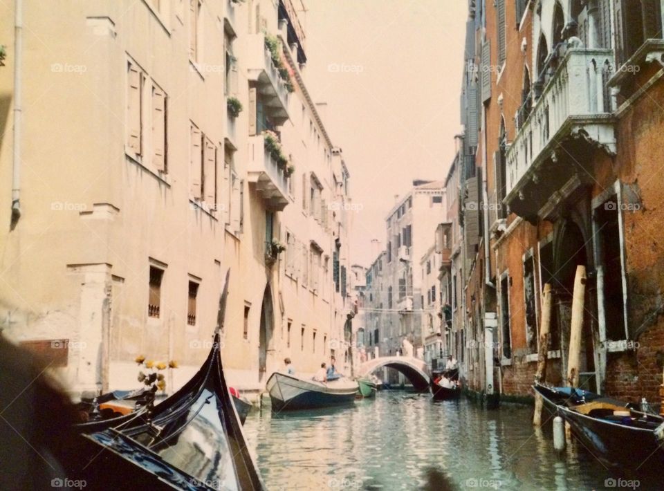 On a gondola in Venice, Italy 