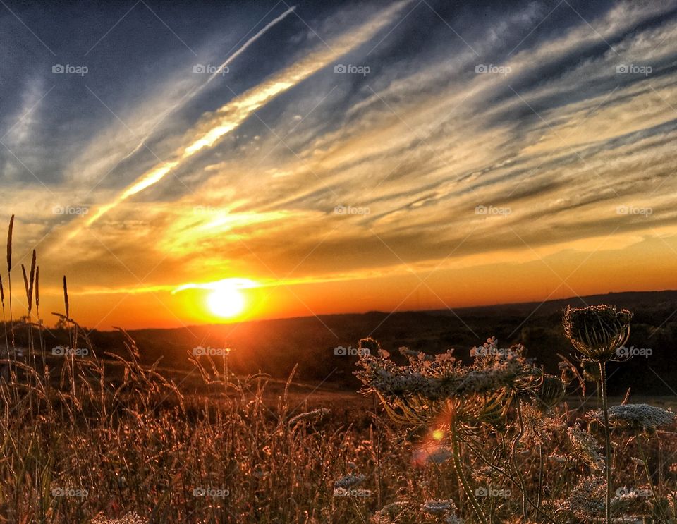 Sunset over the hill