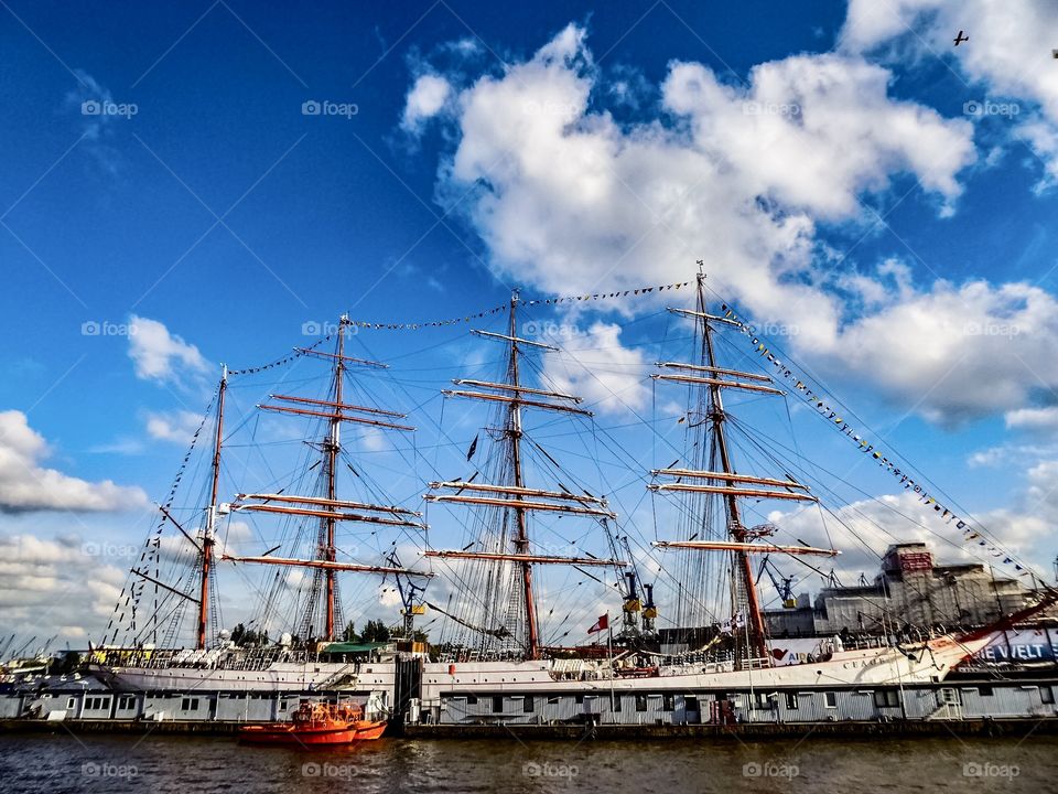 Sailboat in the Port of Hamburg 
