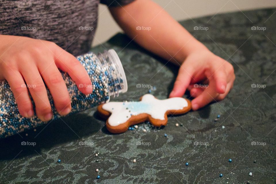 Decorating gingerbread man for Santa 