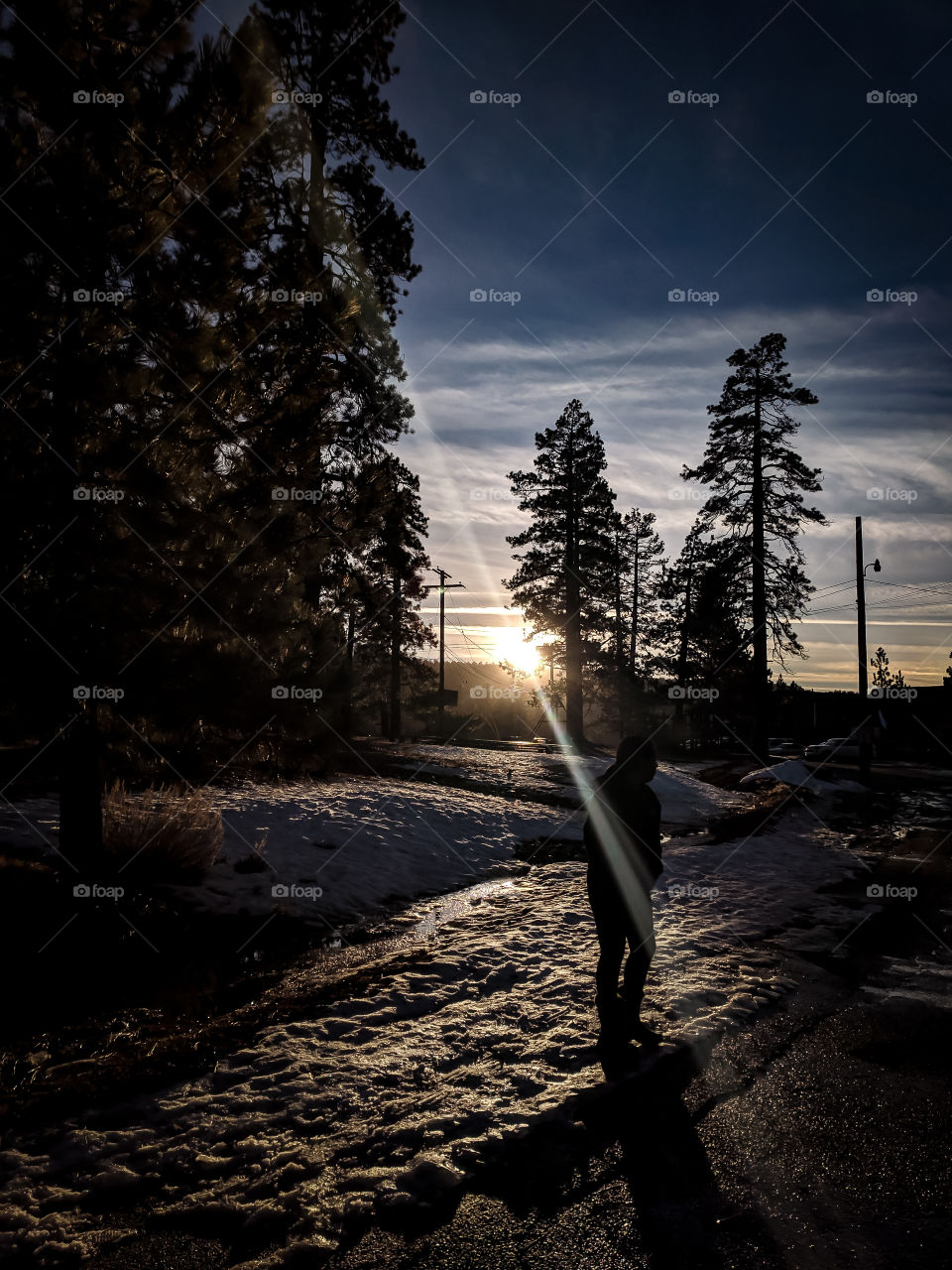 snowy mountain sunset