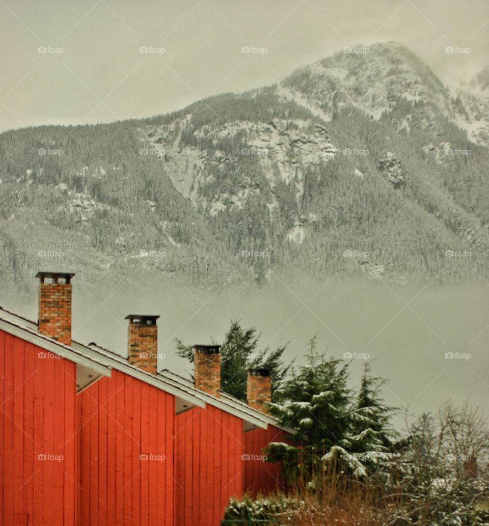 Red condos in Squamish. 