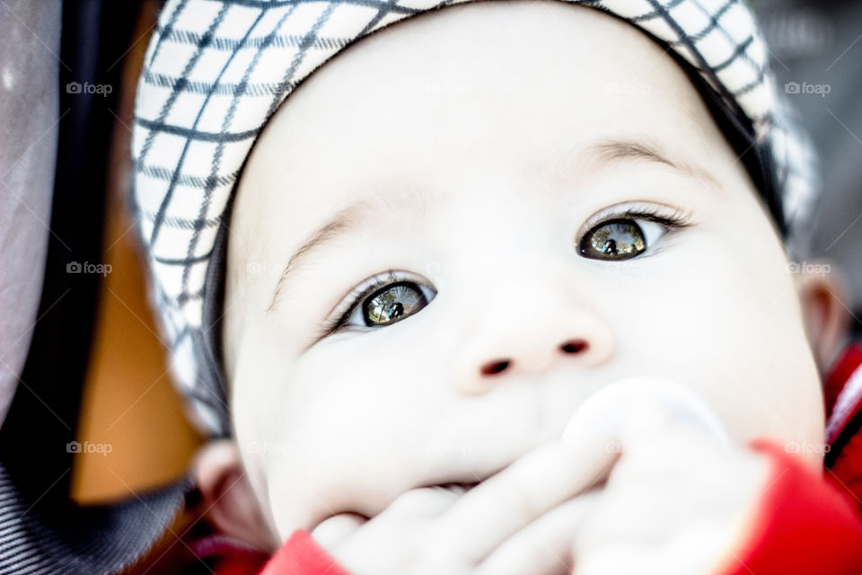 Low angle view of cute baby