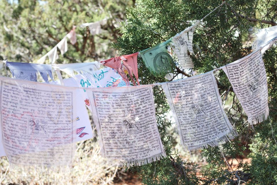 Prayer flags at Amitabha Stupa and Peace Park in Sedona, Arizona