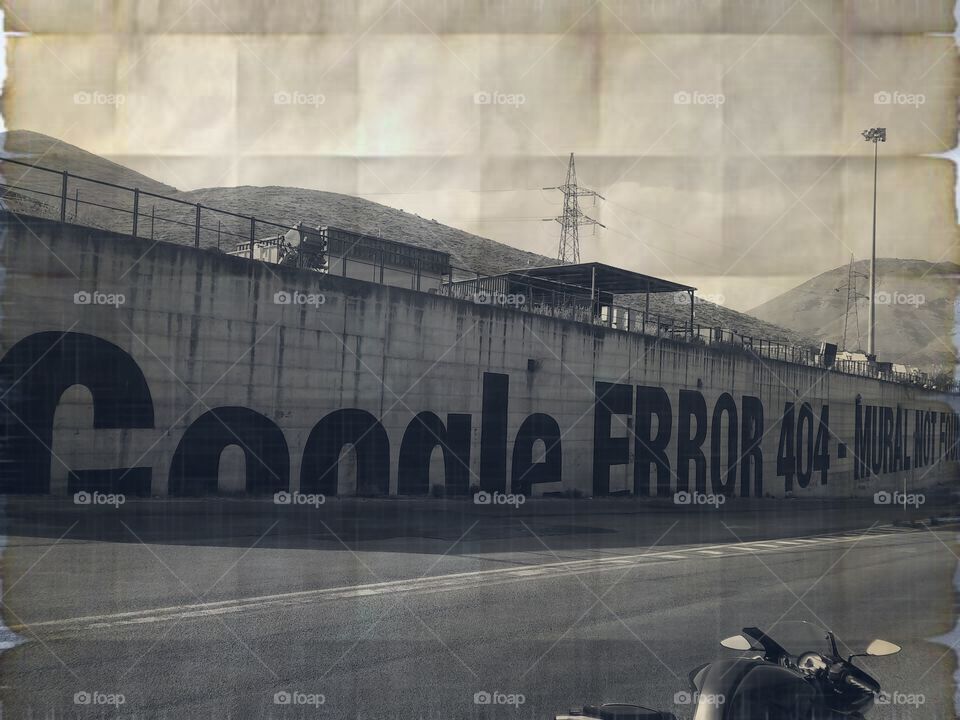 Street art in harbor district. "Google ERROR 404- Mural not found"