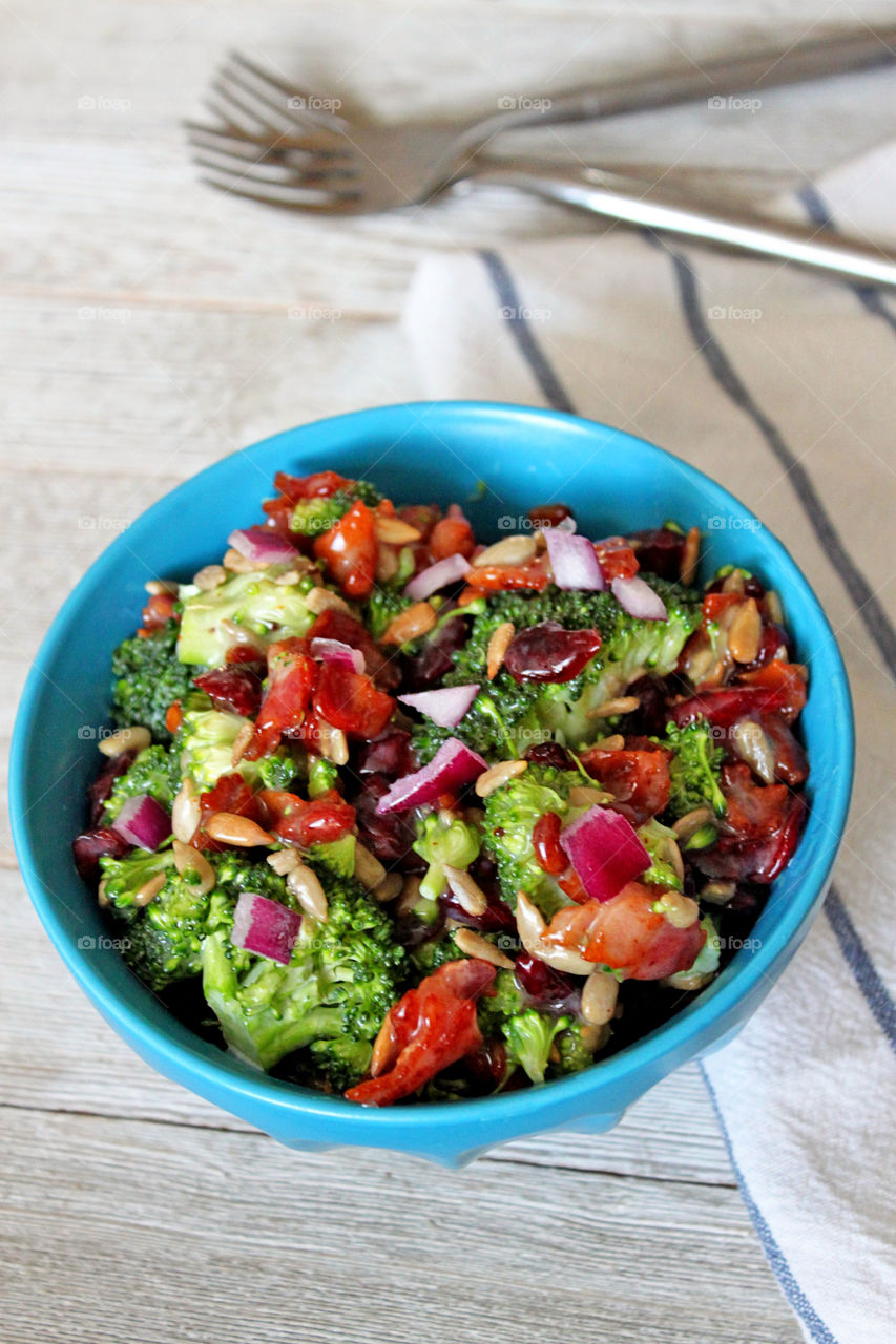 Broccoli salad in bowl