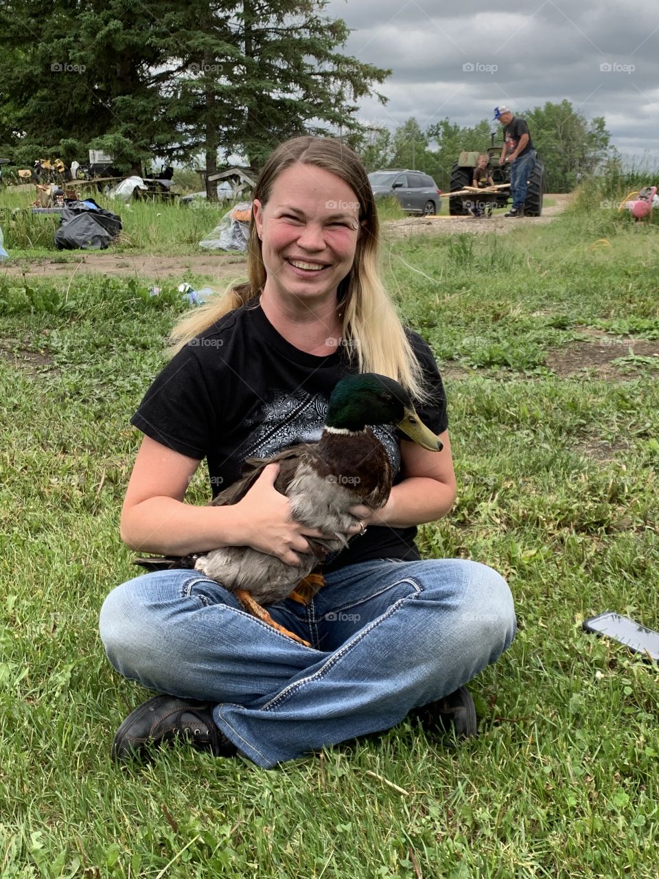 Holding a duck 