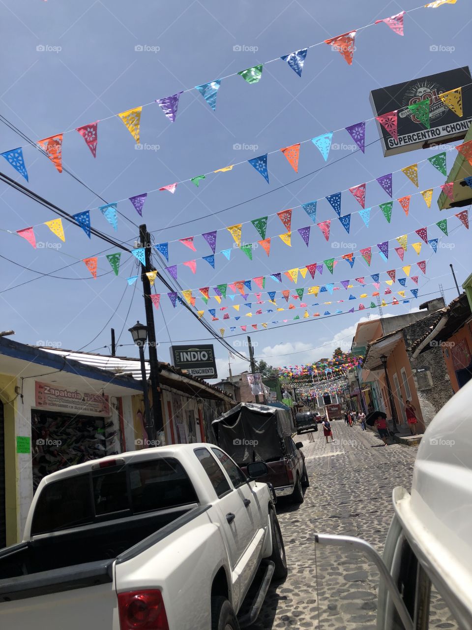Old town. The town is preparing the streets for the one month long festival in Xico. 
