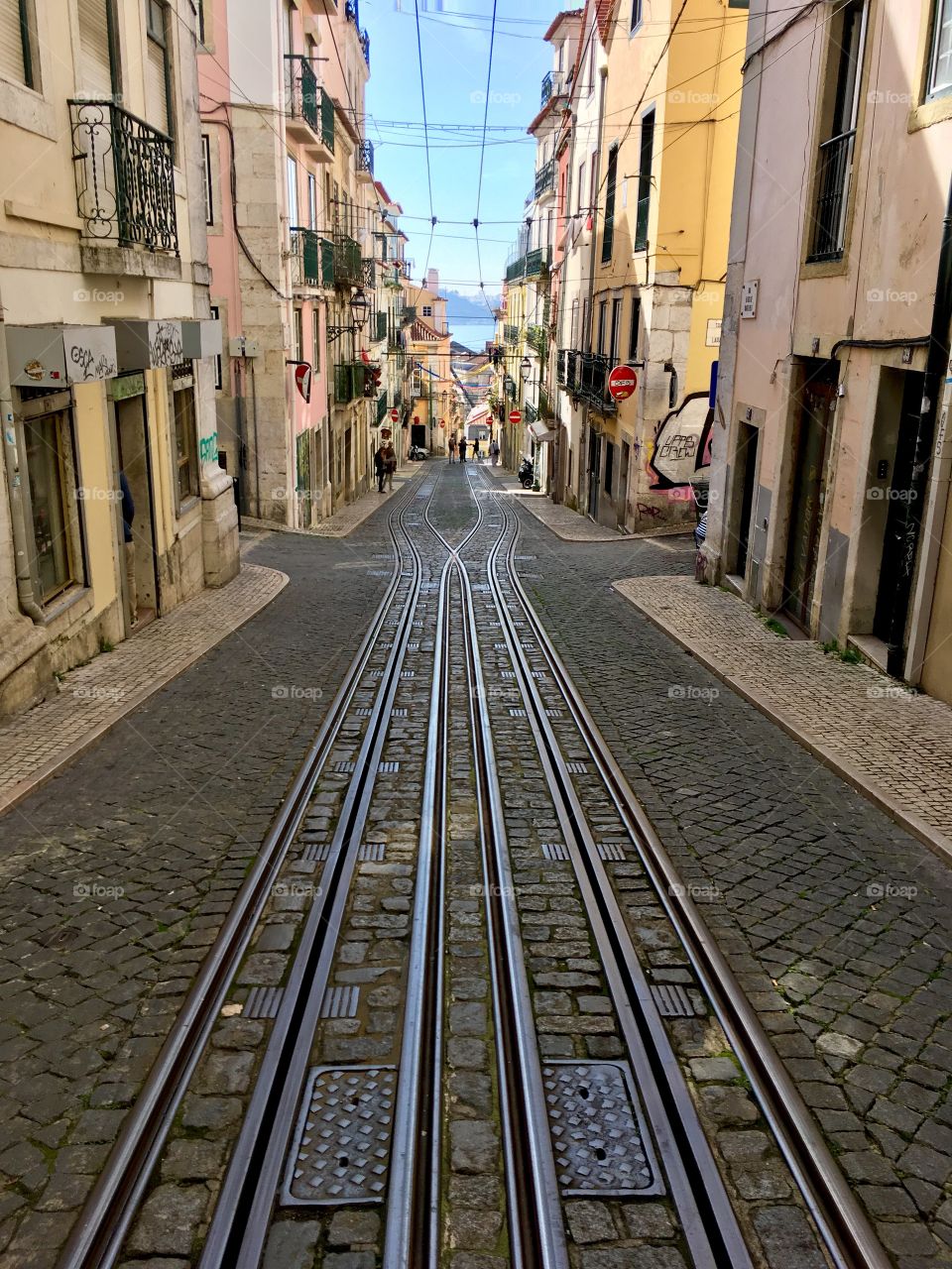 Tramway street in Lisboa, Portugal 