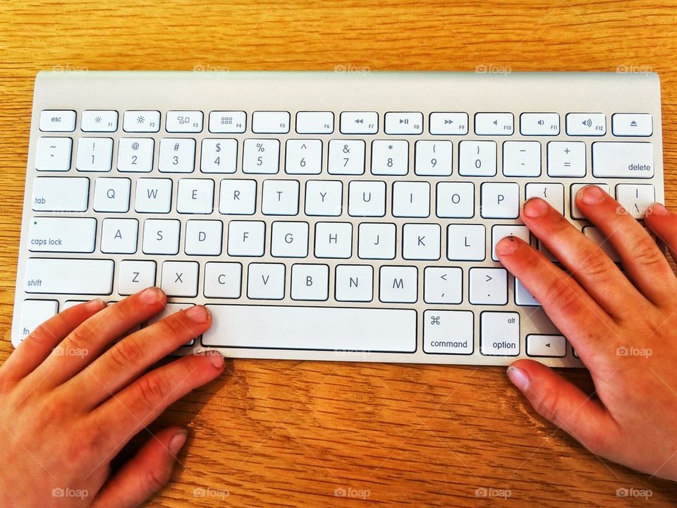 Hands on a wireless keyboard