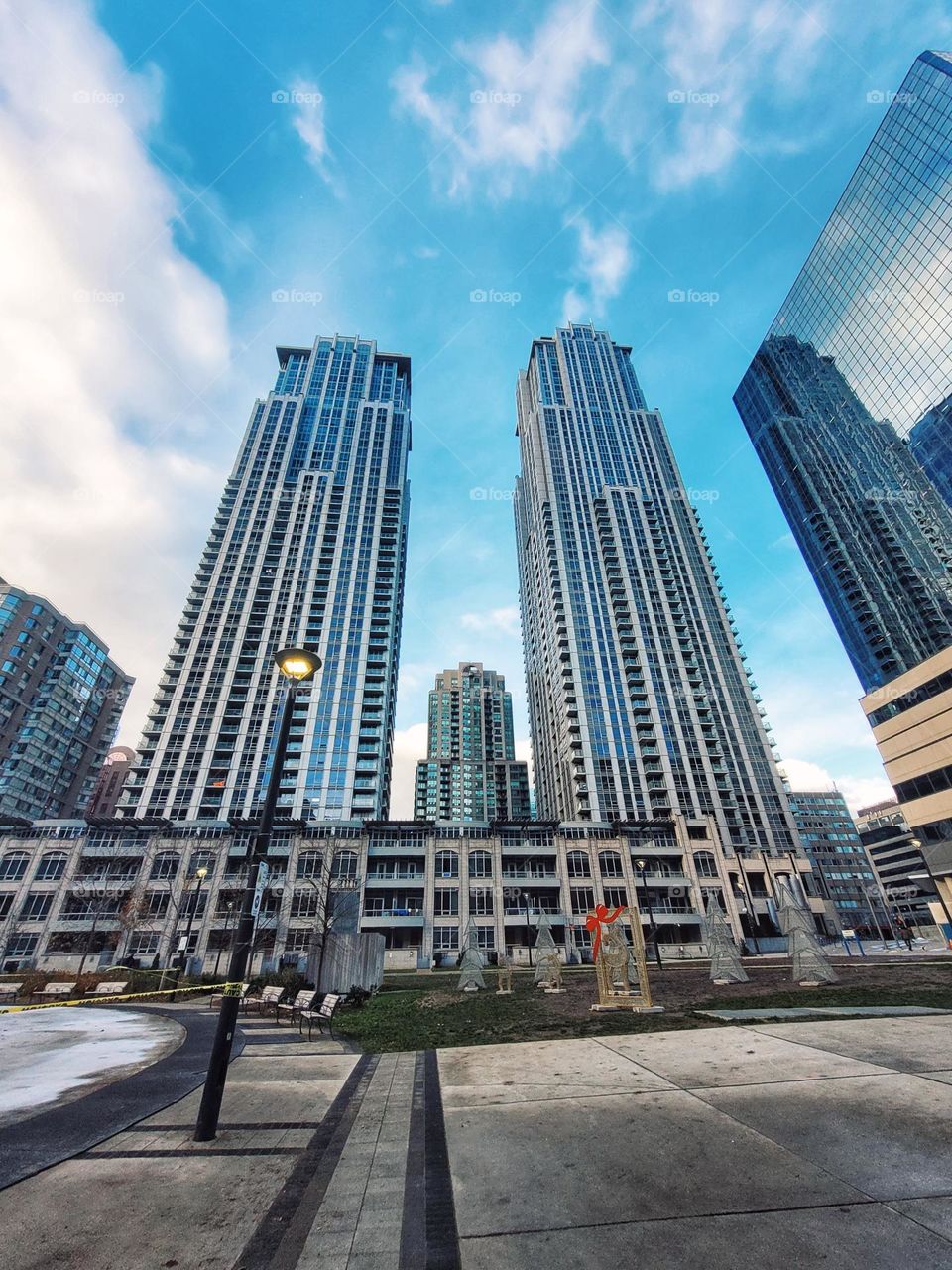 Urban city view. Toronto,  Canada. Old, modern architecture. Landmark close up. Details of house. Street, cars