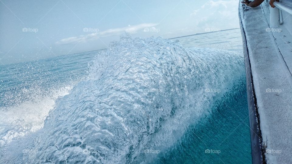 Wake from a boat in the Caribbean Sea