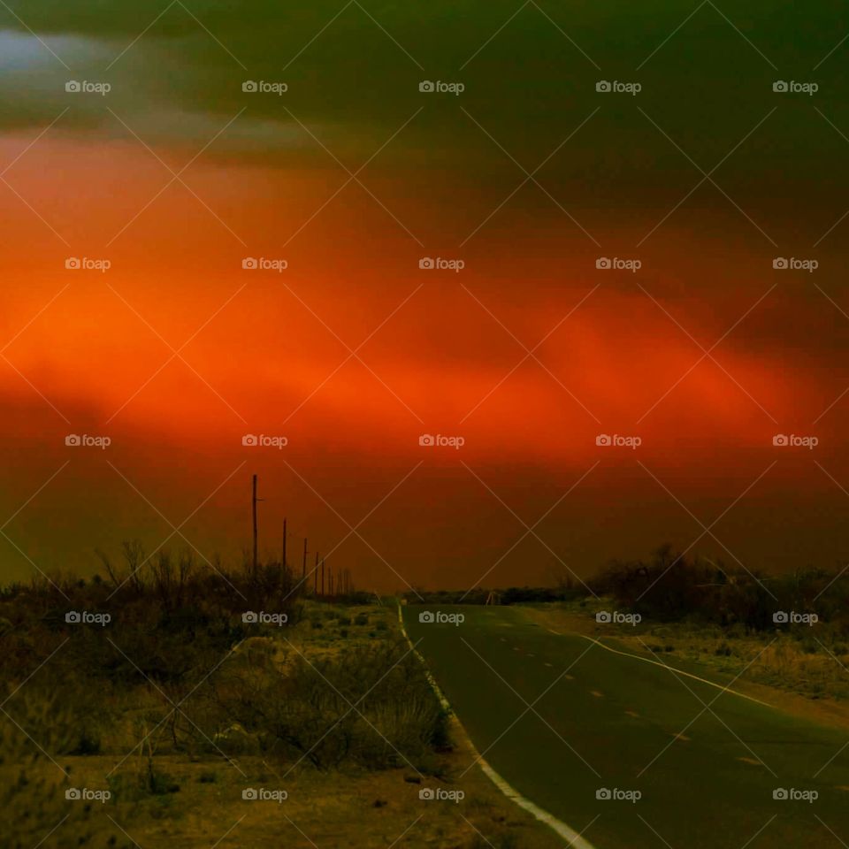 Sunset near mountains