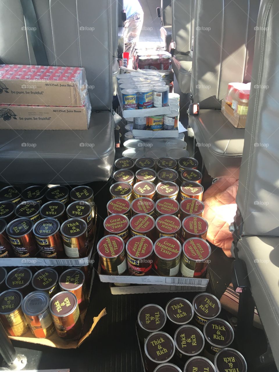 Stocking up the van with lots of good food for the seniors! Lots of beans this month.