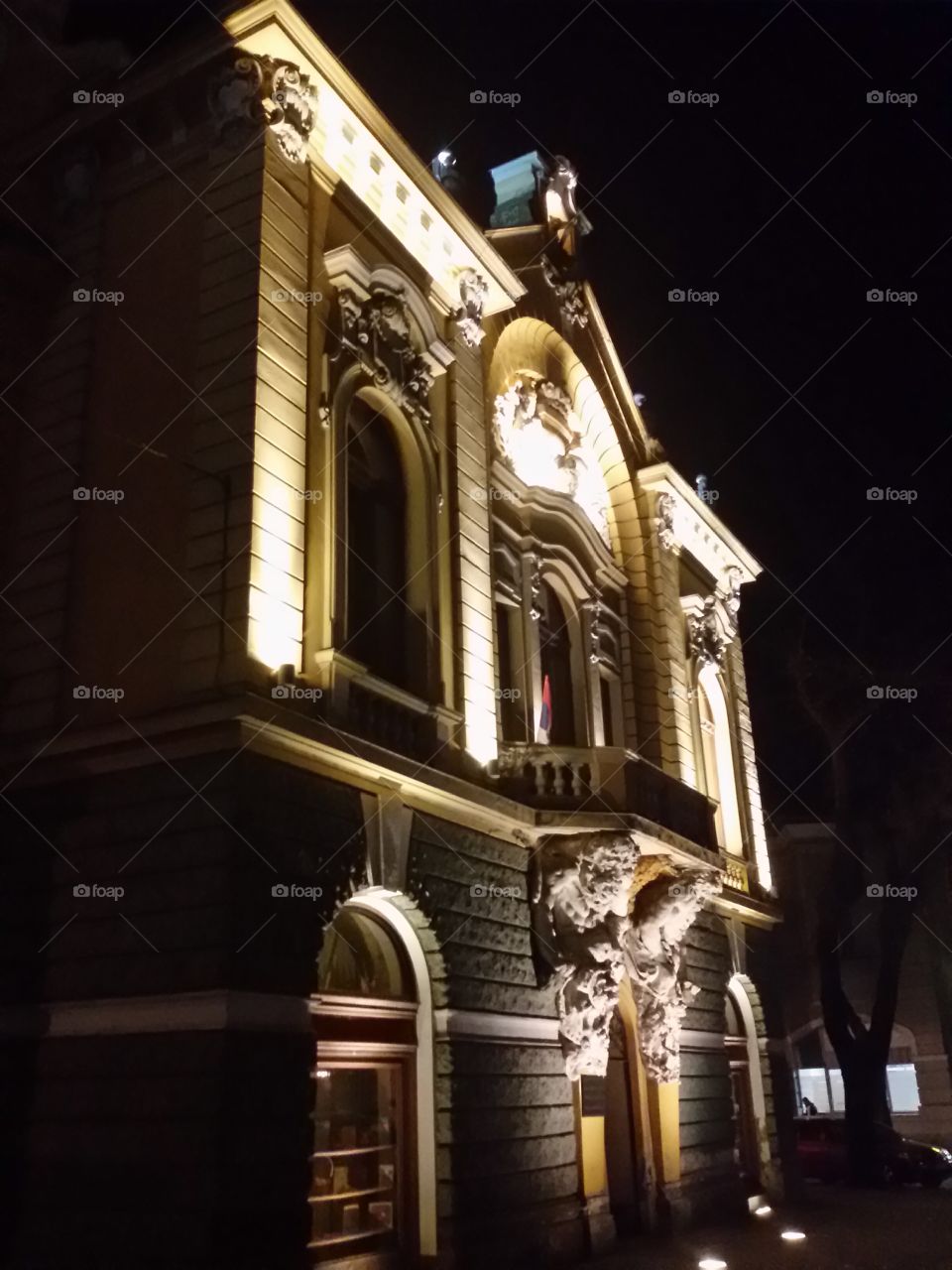 old building at night