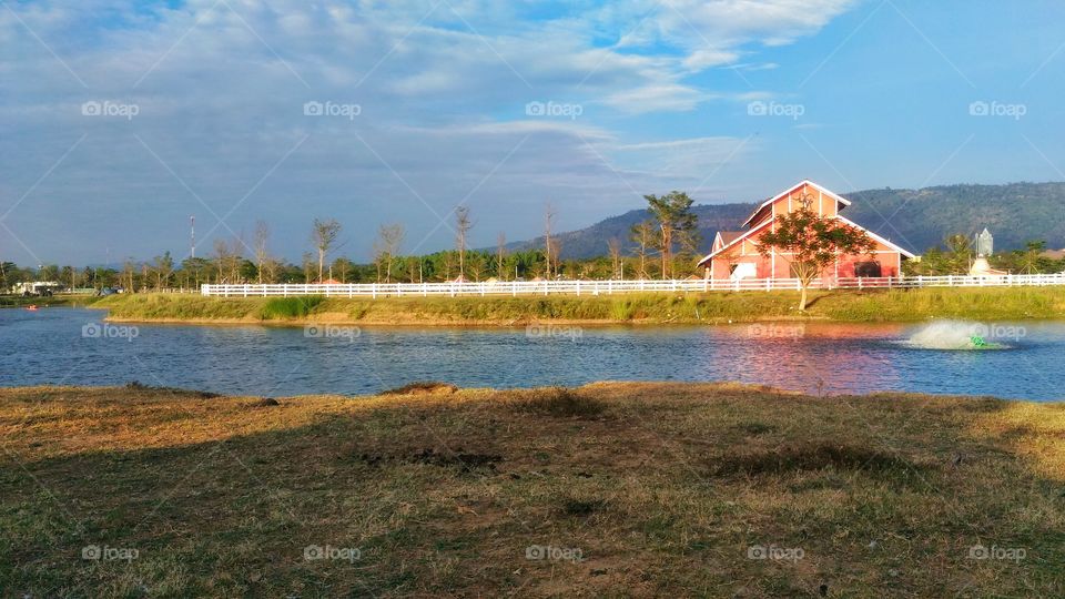 The barn and river