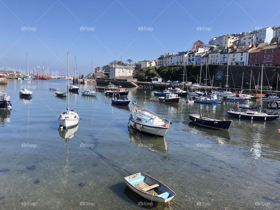 Actually there is four not five of Brixham, this is the last, all of them in a blaze of glorious sunshine.