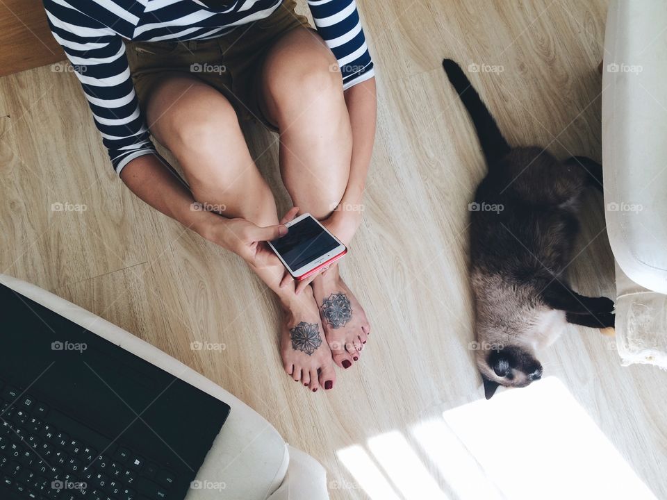 Girl and a cat