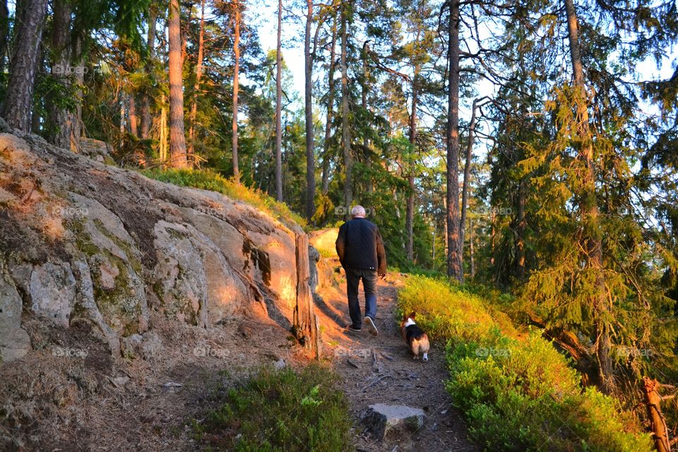 Hiking on a small trail in a mountain