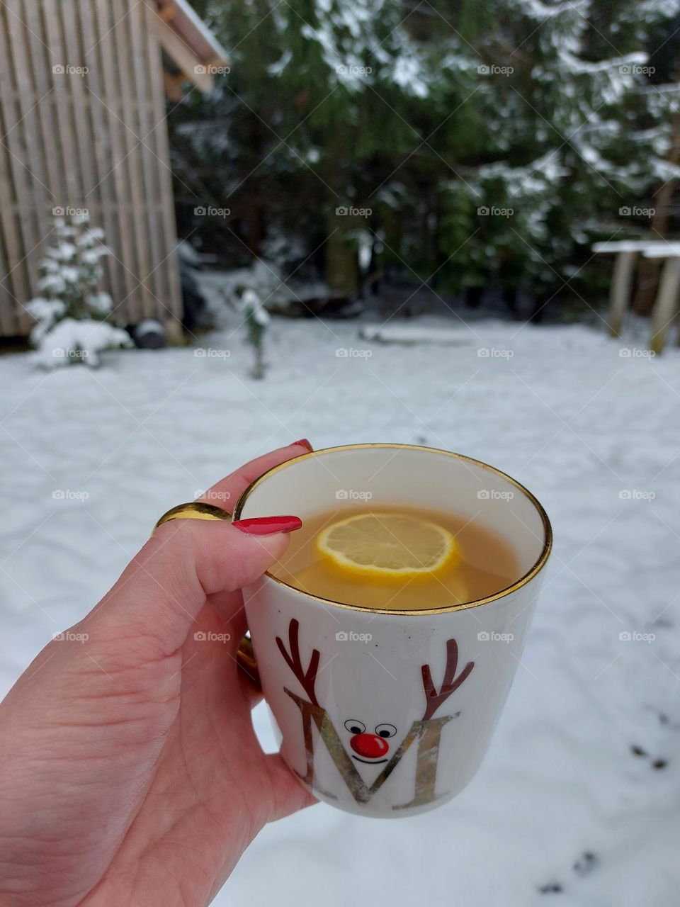 winter hot drink with lemon