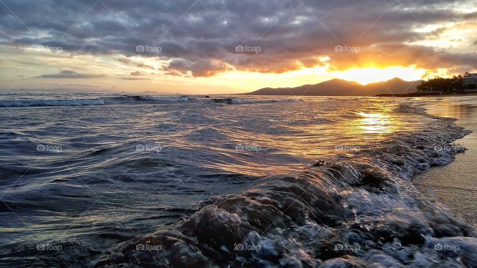 sunset on lanzarote canary island in Spain