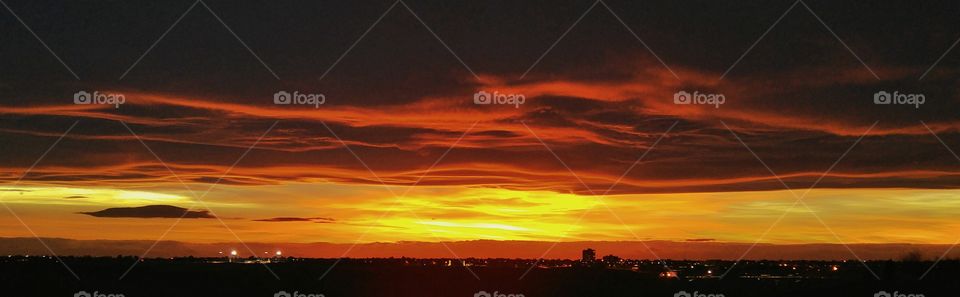 Panoramic view of dramatic sky over city