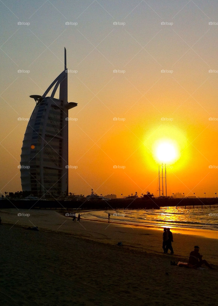 beach sunset dubai burj al arab by daveyboy