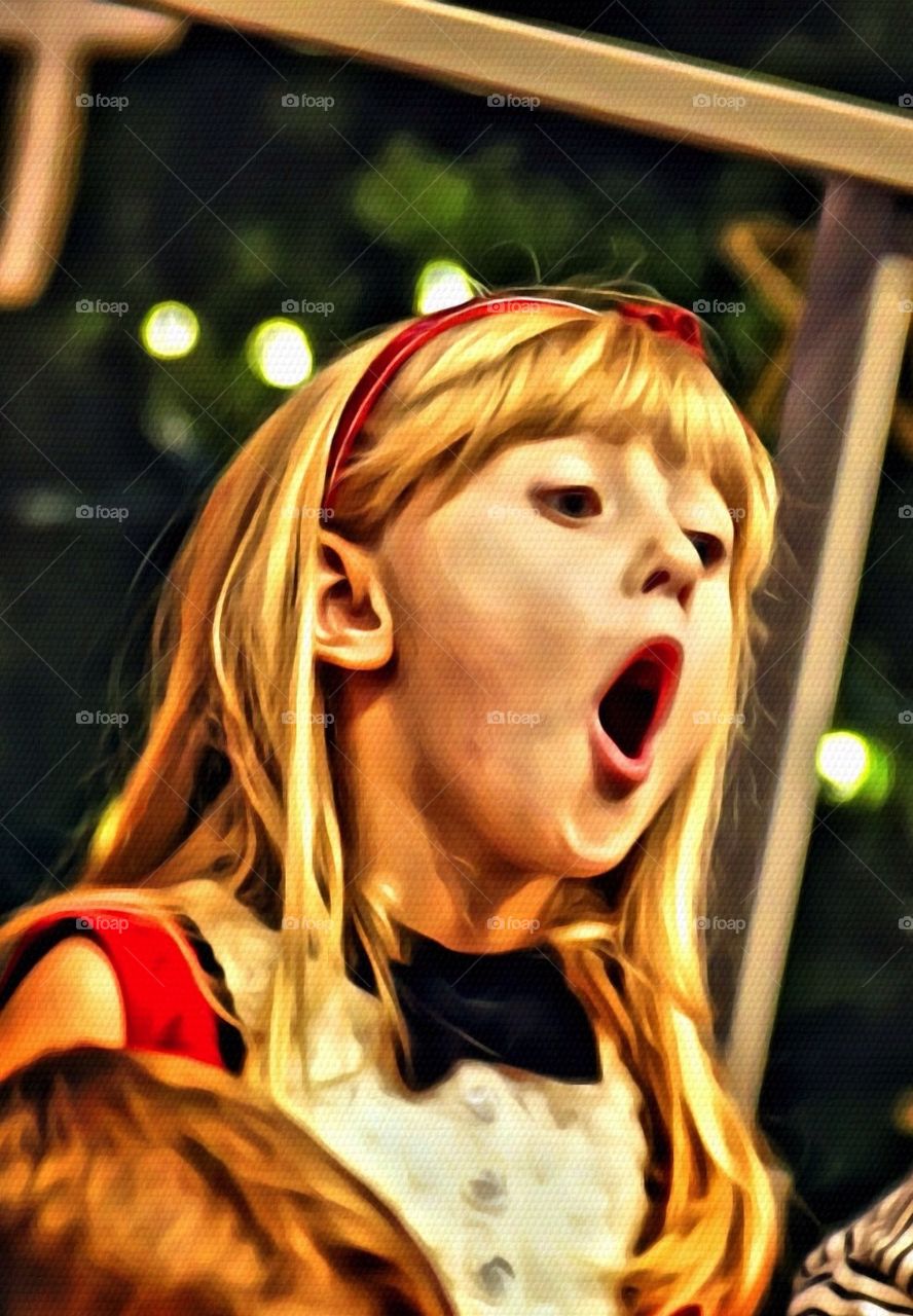 Girl singing in choir