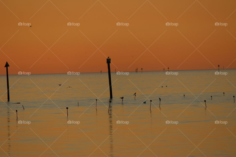 Florida sunset. Jenkins Beach in January 