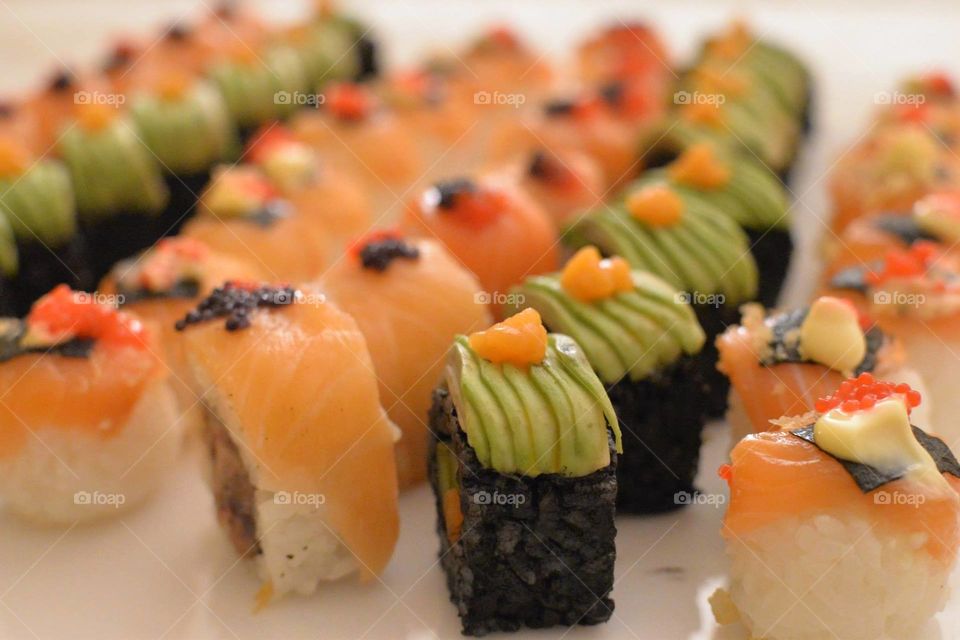 Sushi, Salmon, Fish, Rice, Seaweed