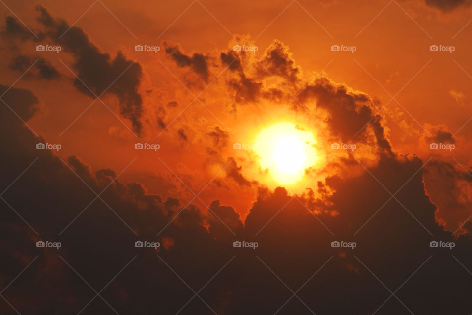 sky gray orange sun by delvec