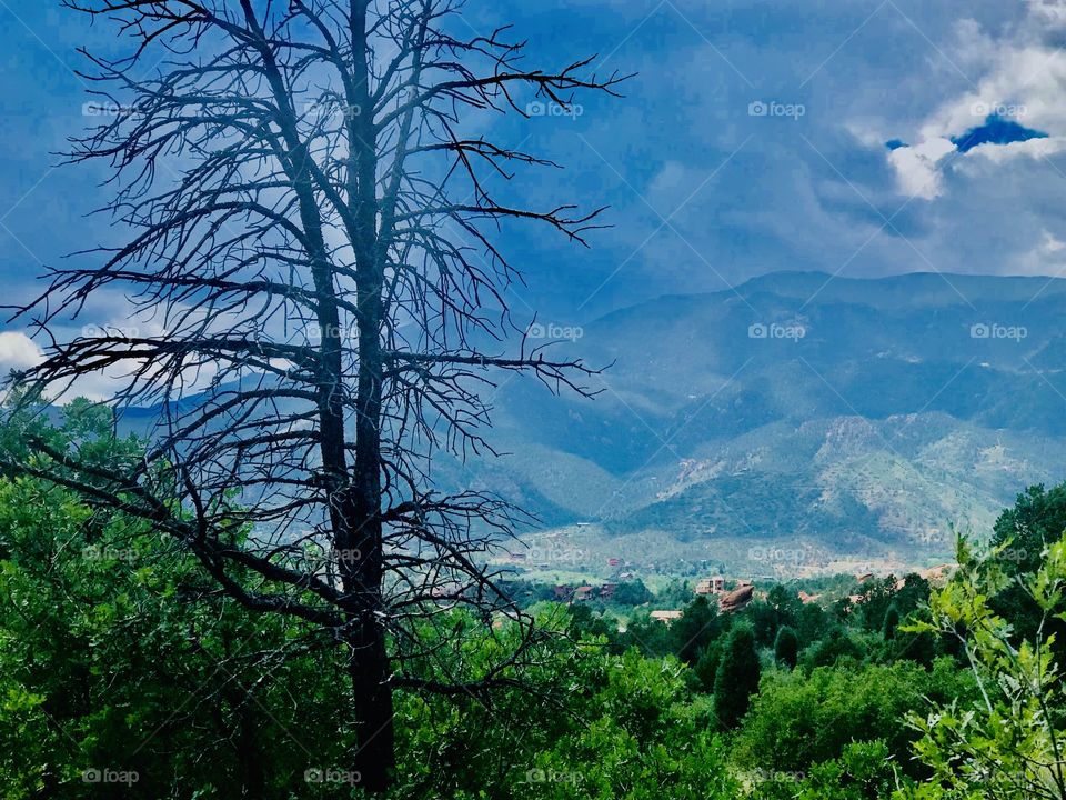 View from a hiking trail at Garden of the Gods in Colorado Springs, Colorado. It was a beautiful view watching the summer afternoon storm clouds roll in