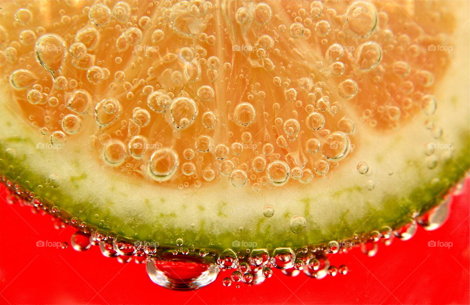 half lime with bubbles