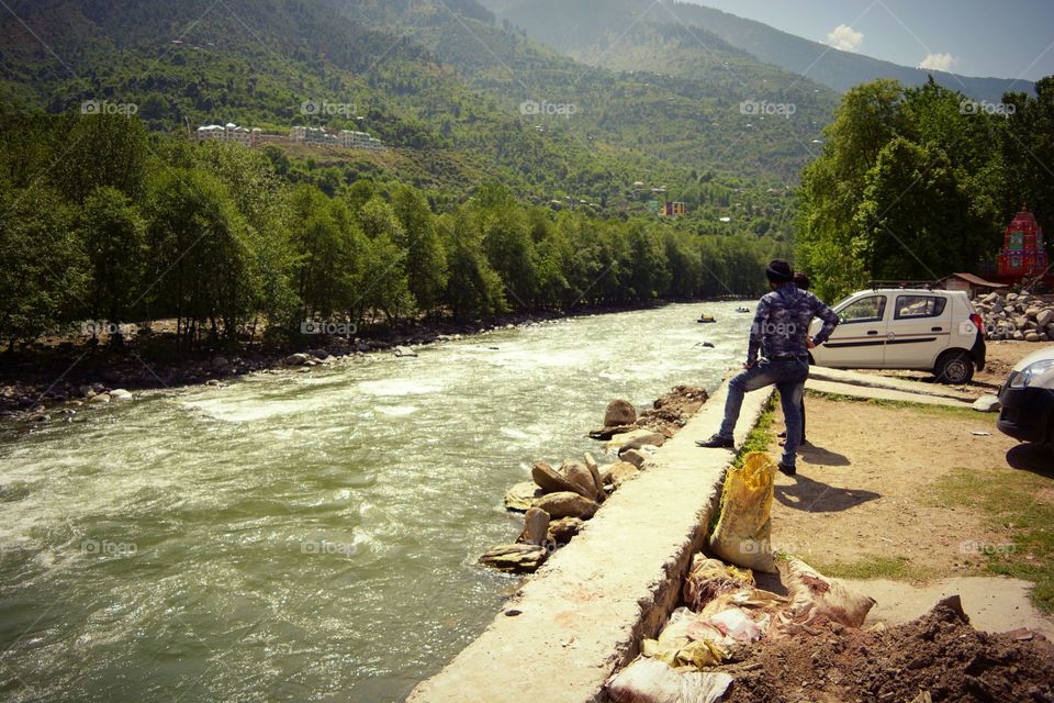 Swift flowing river Beas of North-West India