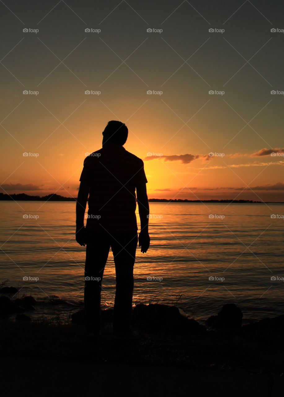 Man in sunset 