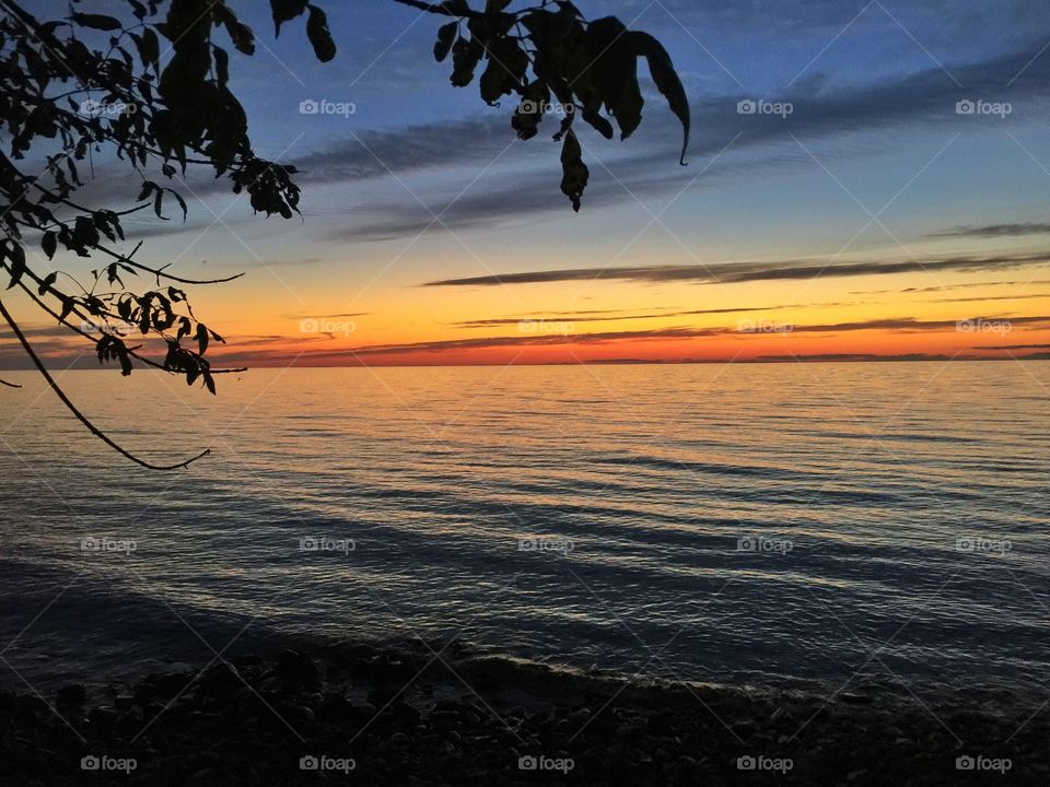 Beautiful sunset on the lake